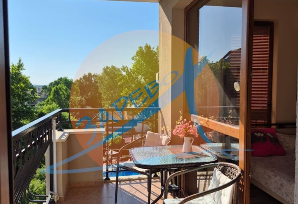 Слънчев бряг, обзаведен двустаен с гледка към басейн, Каскадас 2 (Cascadas 2), бърза сделка!