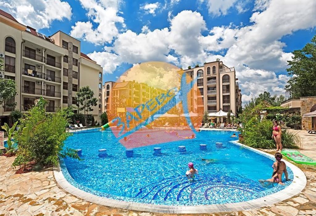 Слънчев бряг, обзаведен двустаен с гледка към басейн, Каскадас 2 (Cascadas 2), бърза сделка!