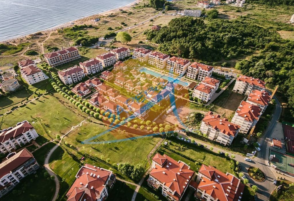 Созопол, Грийн лайф Ризорт, южен обзаведен двустаен с голяма лоджия и гледка, Парадайс Гардънс 2