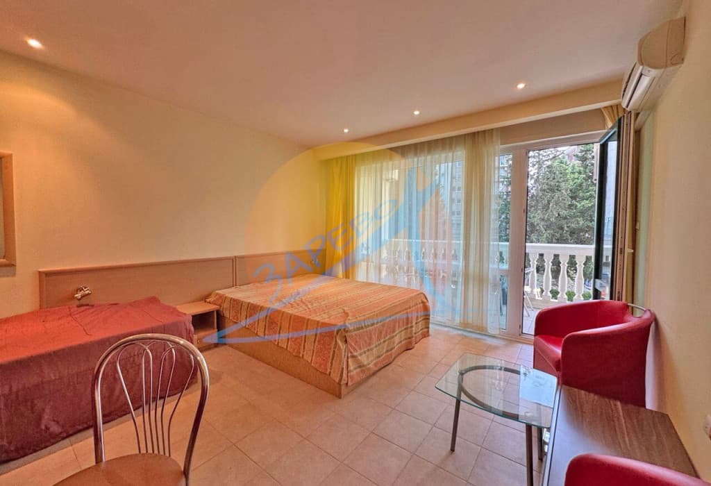 Слънчев бряг, обзаведено студио, 50 метра от плажа, целогодишен комплекс, ниска такса, Планета (Planeta)