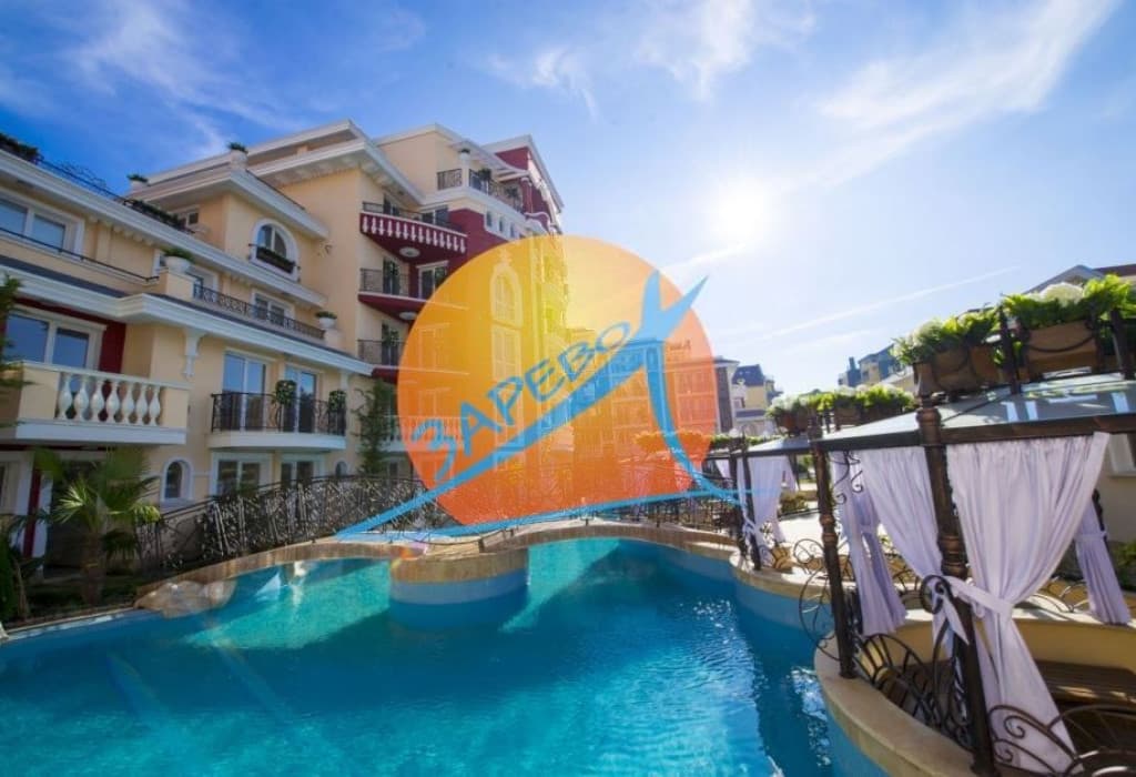 Слънчев бряг, просторен тристаен обзаведен с гледка басейн, Месембрия Резорт (Messembria Resort)